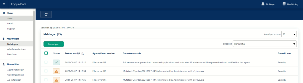 Update User Interface Fryqua Data